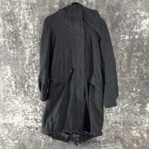 H&M Size 6 Silk Wool Blend Trench Coat Jacket Gray Long Sleeve Outdoor Snap